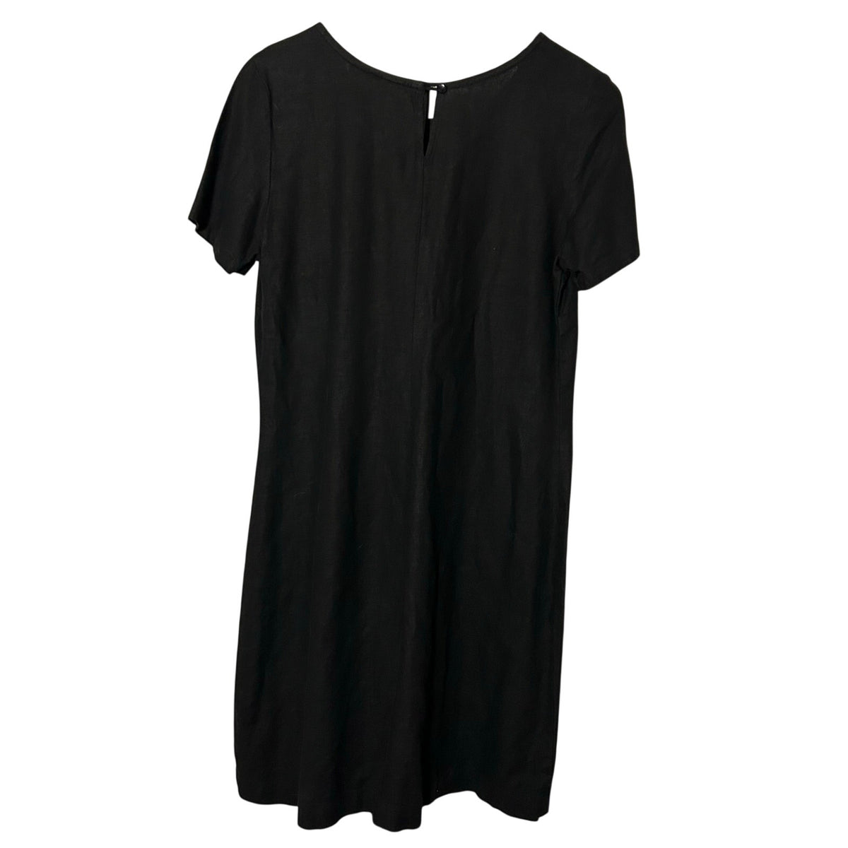VTG Stonebridge Daisy Embroidered Shift Dress Black Sz 8 Linen Blend Whimsygoth