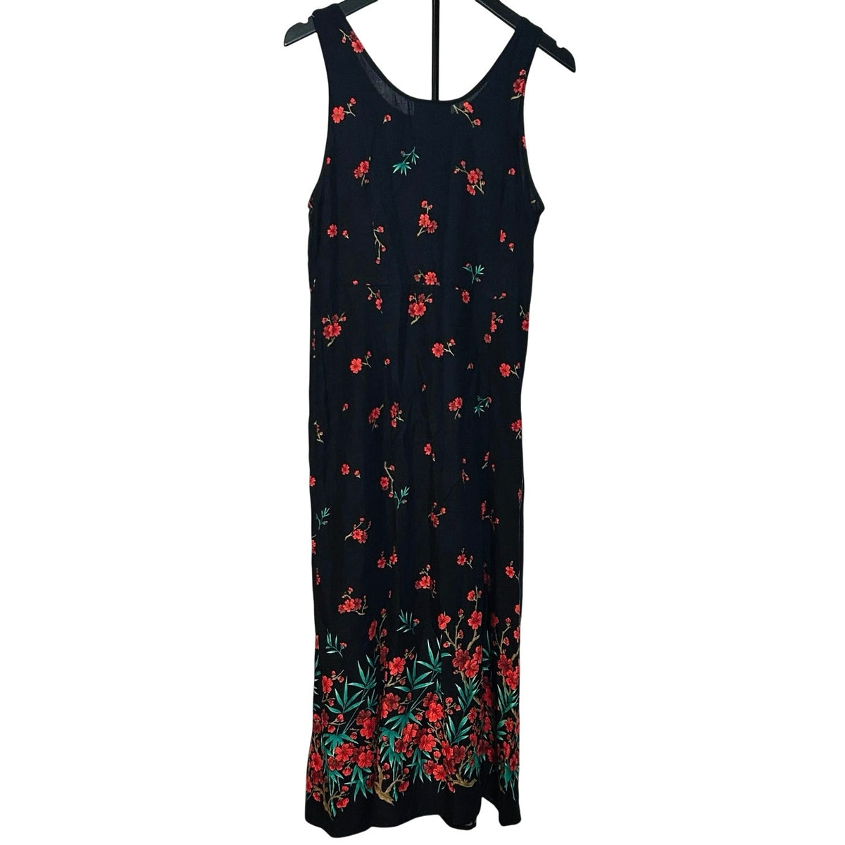R&K Originals Rayon Black Red Floral Petite M Dress Grunge Retro Whimsigoth Boho