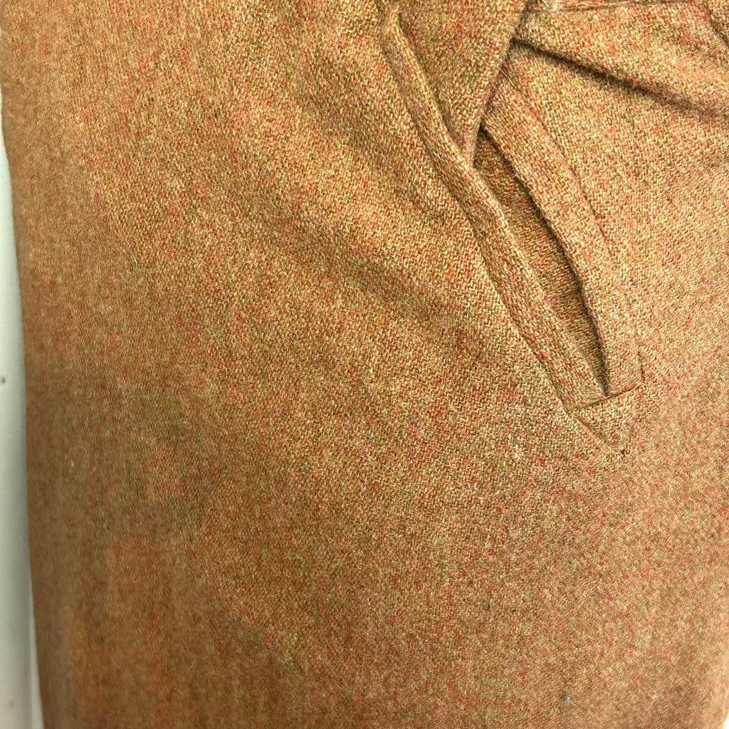 VTG 40s Brown Tweed Pencil Skirt Petite XS Dark Academia Preppy Pockets
