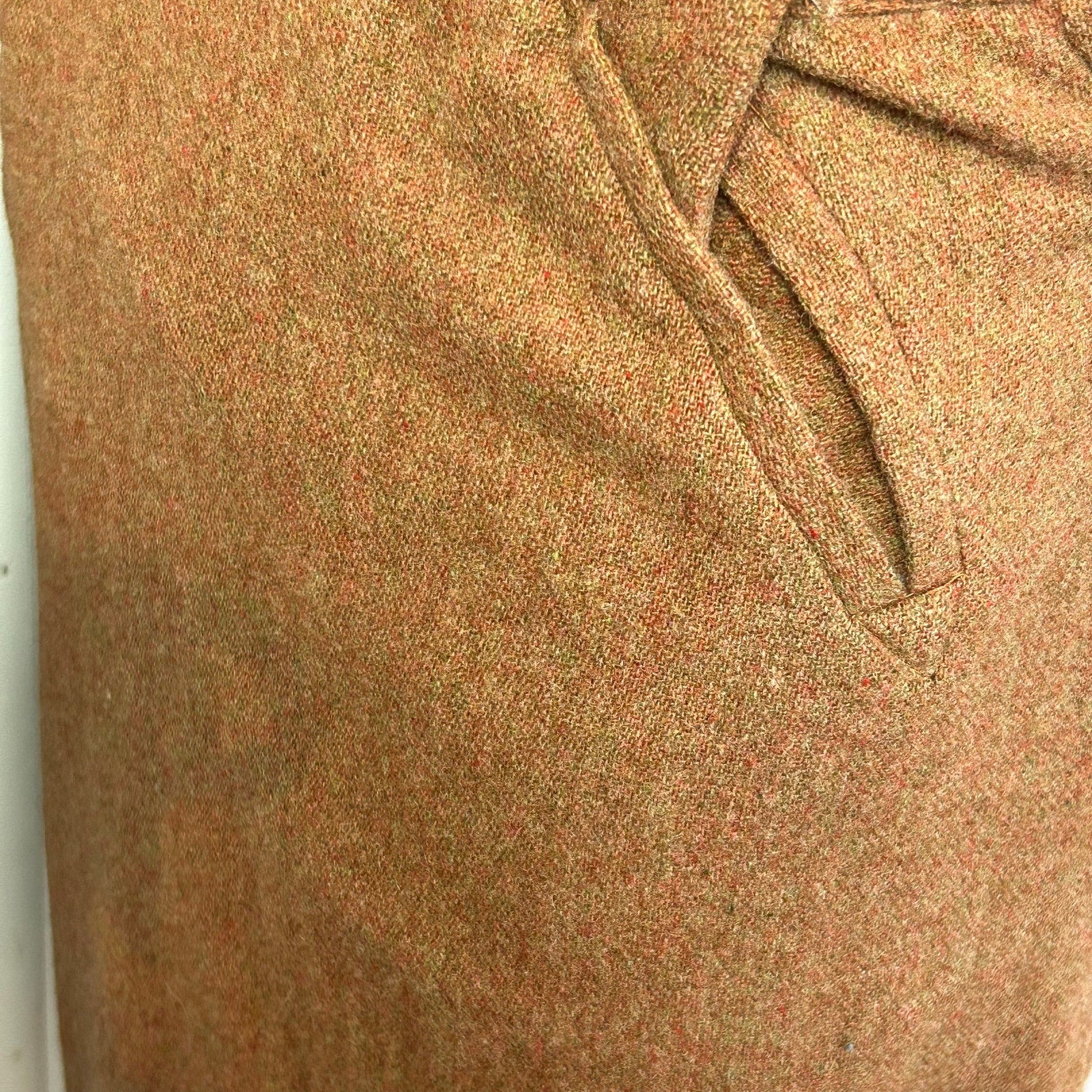 VTG 40s Brown Tweed Pencil Skirt Petite XS Dark Academia Preppy Pockets