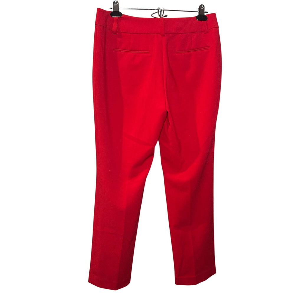 Ann Taylor Bright Red Straight Leg Pants 6 Stretch Luxe Career Bold Minimalist