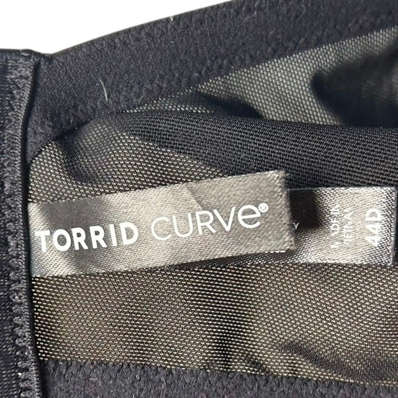Torrid Curve Black Floral Mesh 360 Back Smoothing Push-Up Plunge Bra 44D Goth