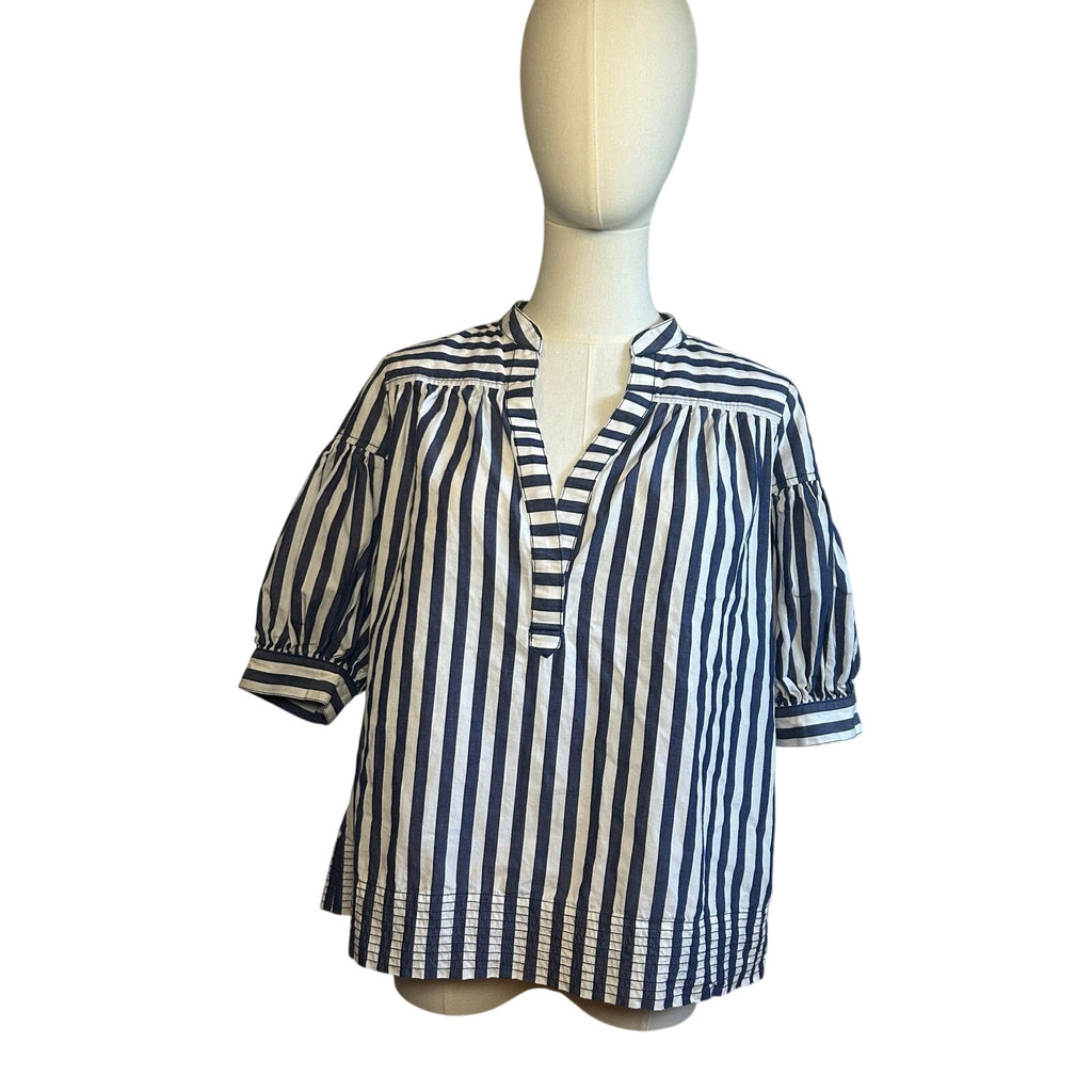 Anthropologie Blue White Striped Dolman Sleeve Top XS Cotton Casual Chic Boho