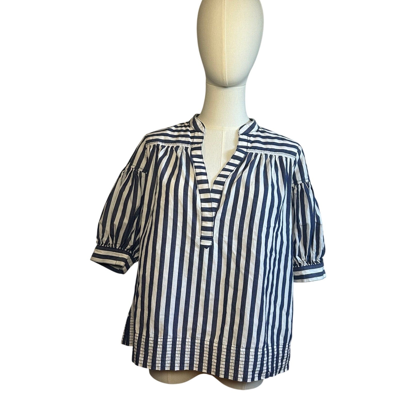 Anthropologie Blue White Striped Dolman Sleeve Top XS Cotton Casual Chic Boho