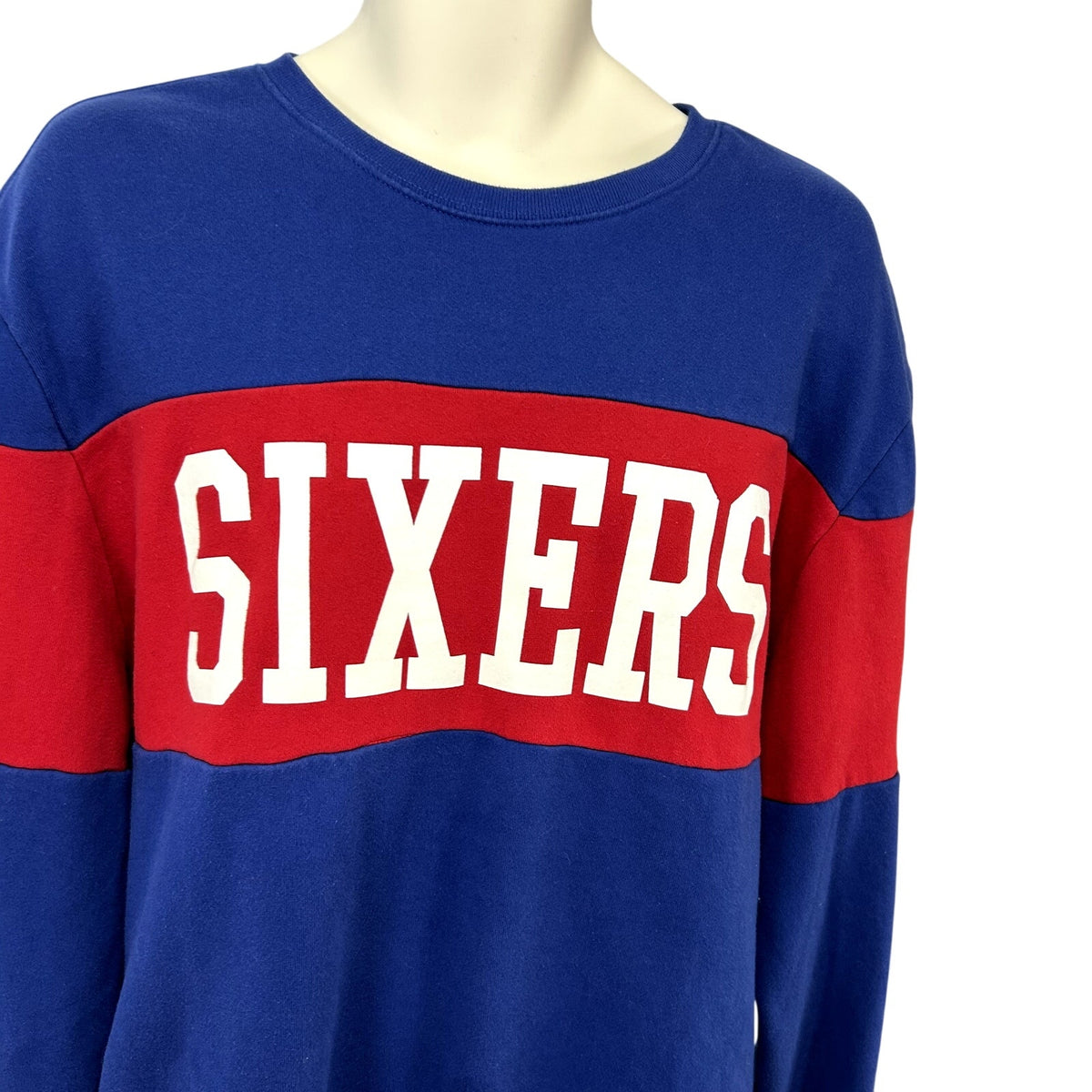 47 Brand XL Philadelphia 76ers Colorblock Fleece Crewneck NBA Sweatshirt Sports