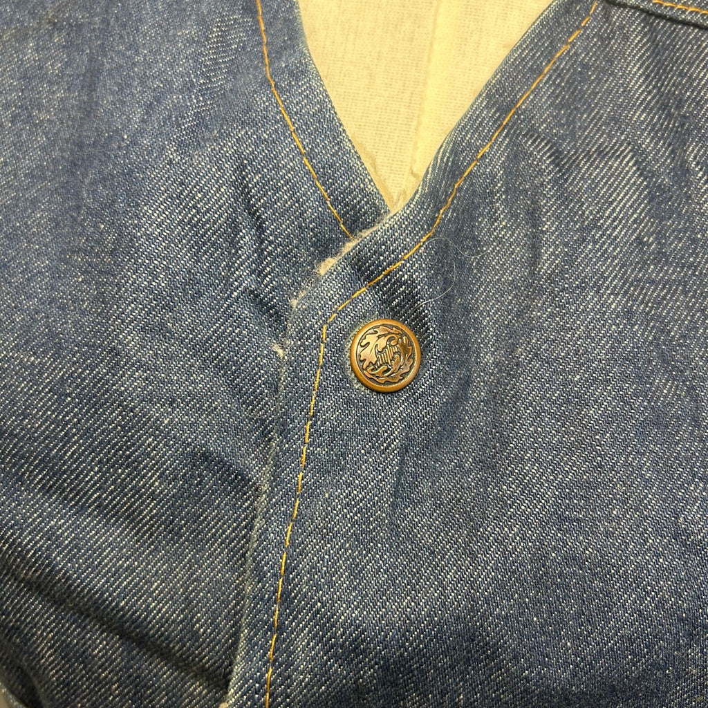 VTG 70s Nelson Denim Sherpa Vest Western Ranchcore Medium Workwear Biker Retro