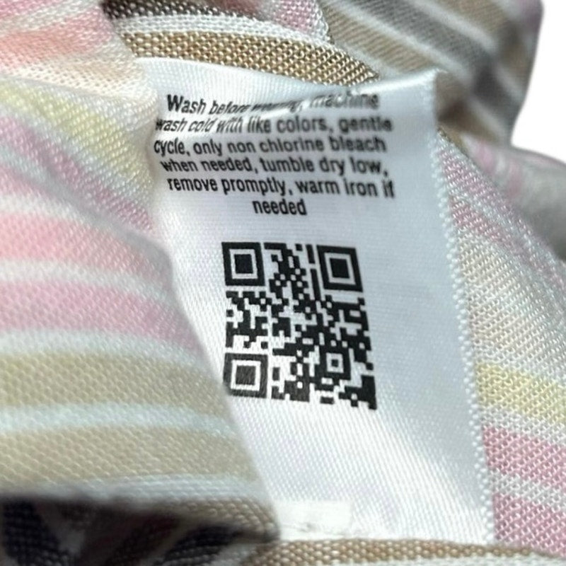 Sonoma Pink Brown Striped Dress Pockets PL Cottage Utility Minimalist Coastal