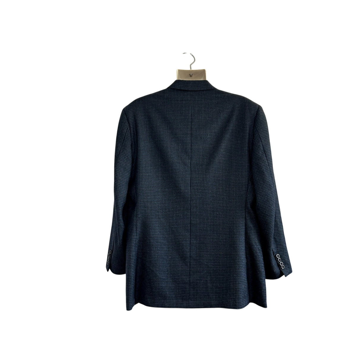 VTG Y2K Corporate Image 44 Blue Houndstooth Wool Blazer Sport Coat Preppy Luxury