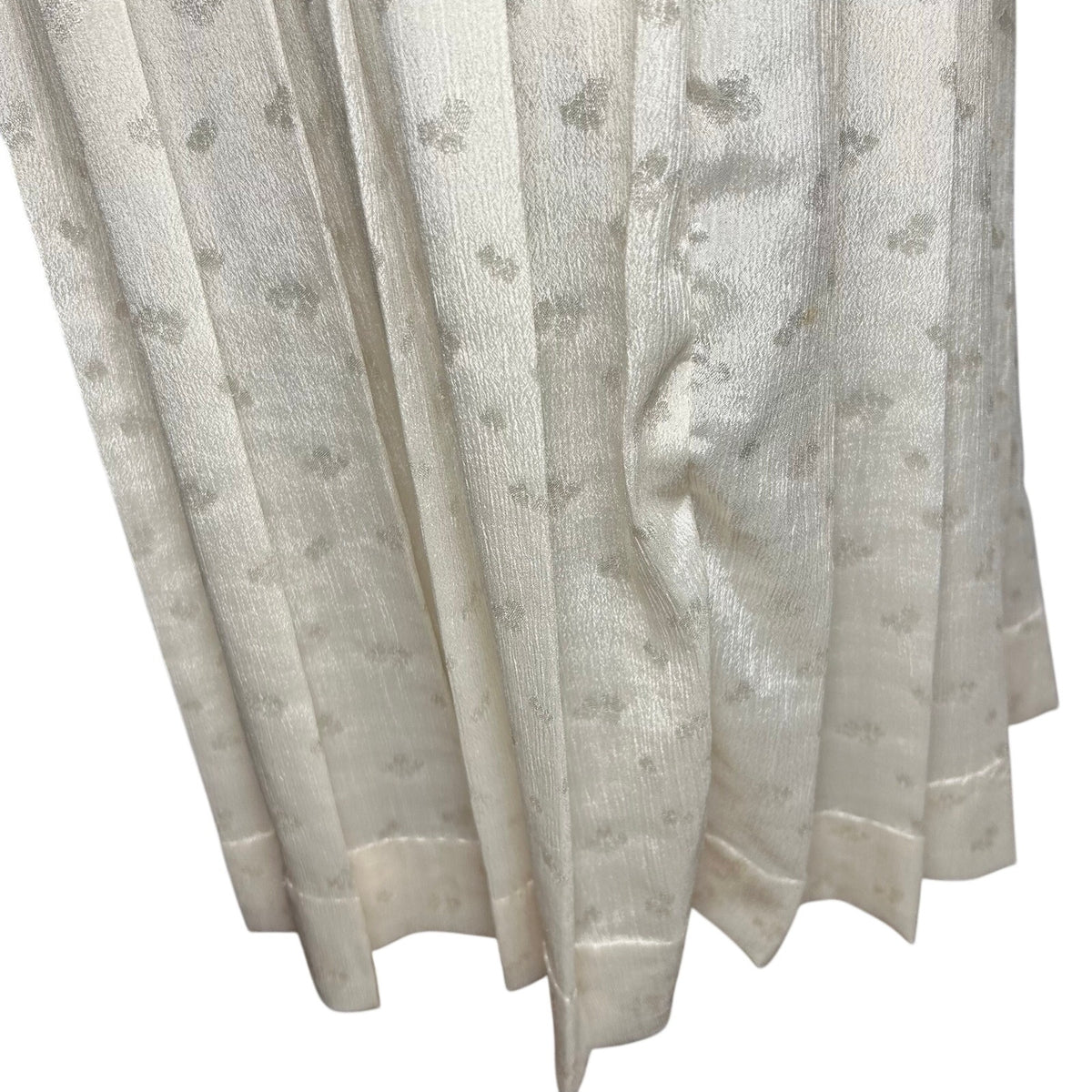 VTG 70s White Pussy Bow Pleated M Midi Dress Retro Twee Preppy Coquette Wedding