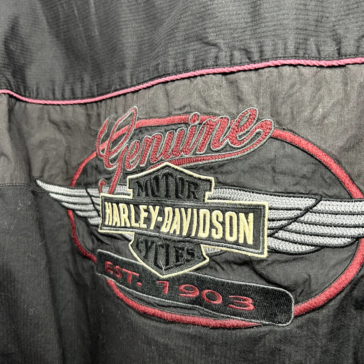 Harley-Davidson L Black Embroidered Bowling Moto Snap-Collar Mechanic Shirt