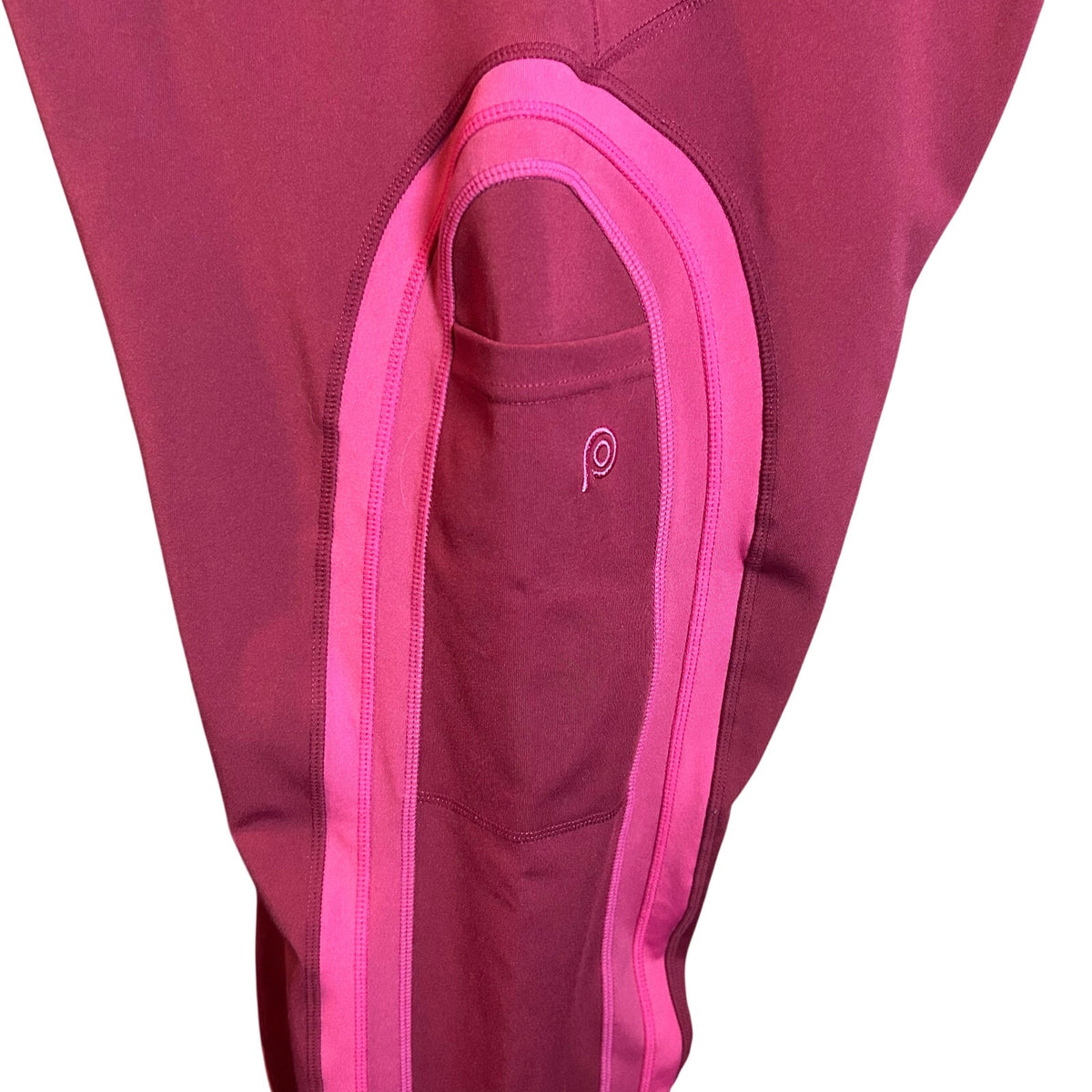 Pop Fit High Waisted Pocket Leggings Magenta Pink 2X Activewear Yoga Two Tone