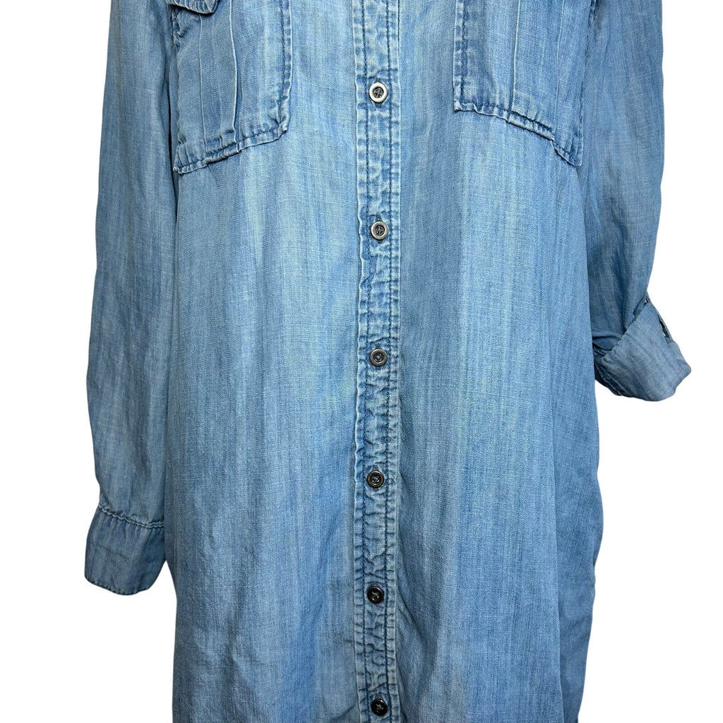 Philosophy Blue Soft Tencel Utility Shirt Dress Large Casual Minimalist Preppy
