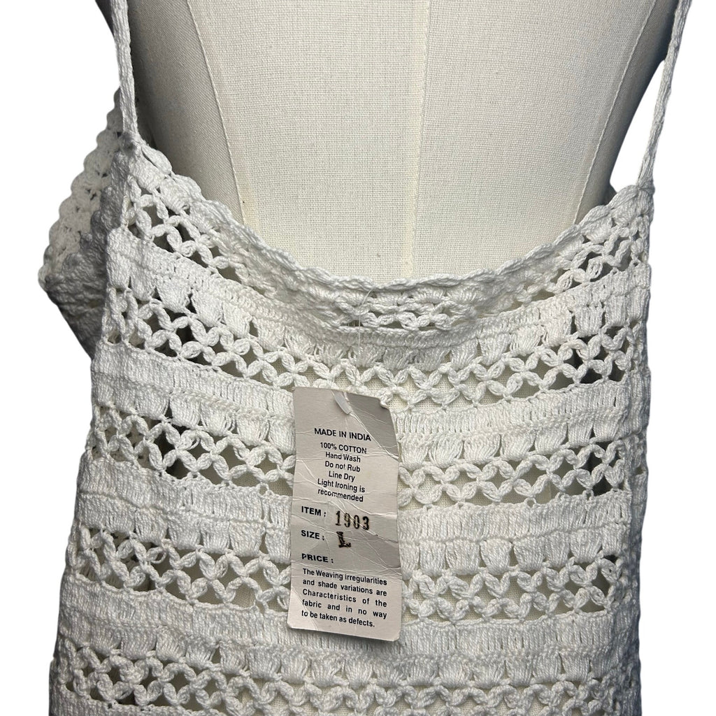 NWT VTG 90s Raiment Fashions Cotton Crochet Scalloped Tank Whimsygoth Boho NOS