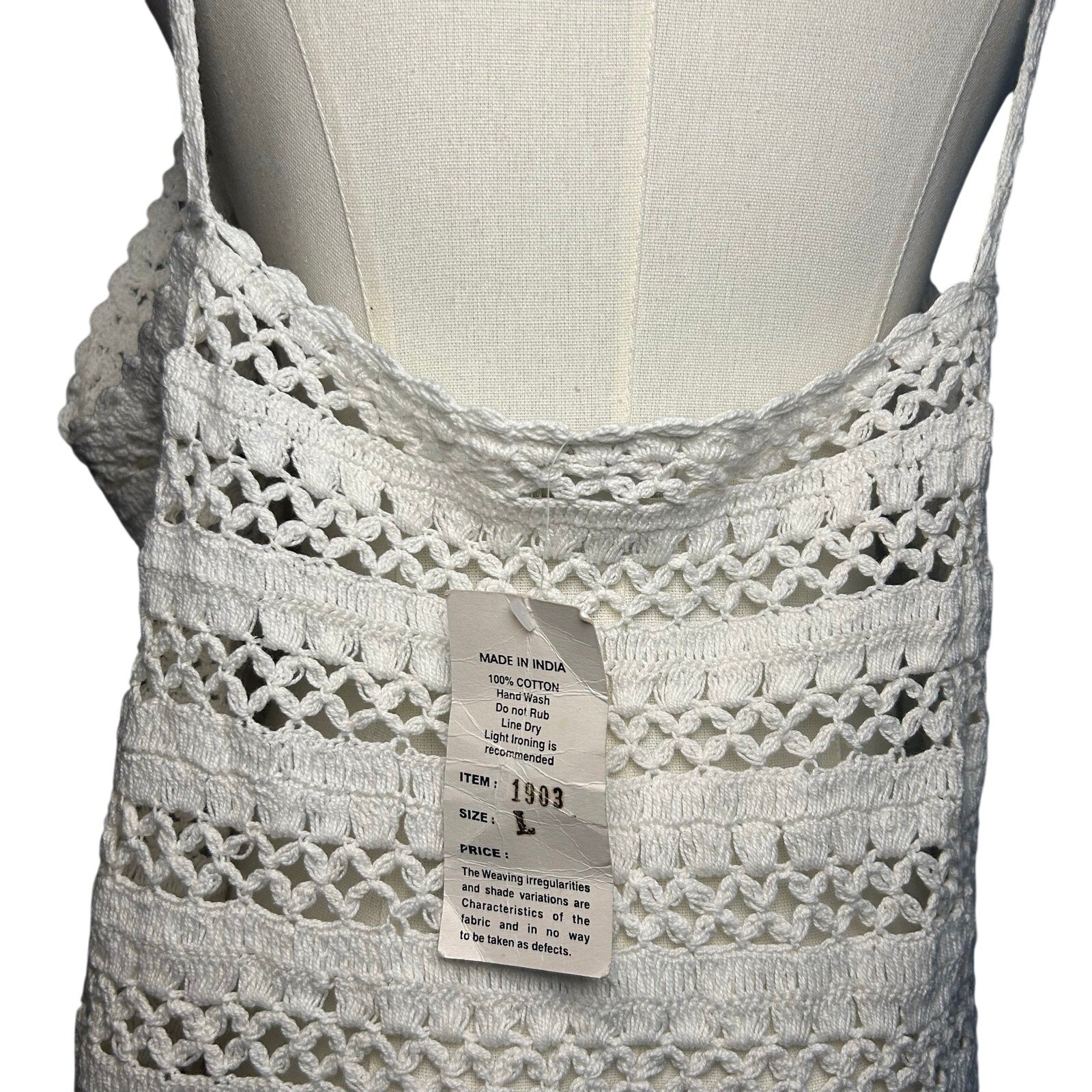 NWT VTG 90s Raiment Fashions Cotton Crochet Scalloped Tank Whimsygoth Boho NOS