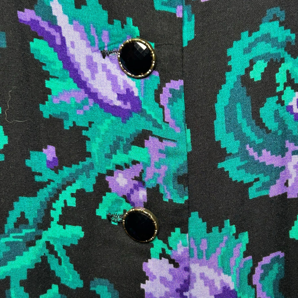 NWT VTG 90s Petite Jazz Rayon Dress Digital Pixel Floral Made in USA Size 10 Deadstock