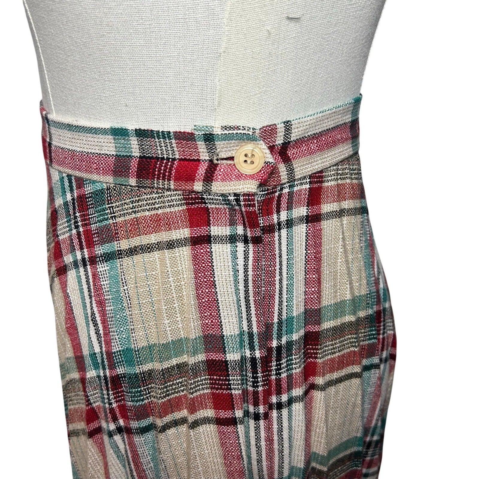 VTG 70s Pan-Her Plaid Pleated Skirt XS Preppy Dark Academia Twee Indie Retro