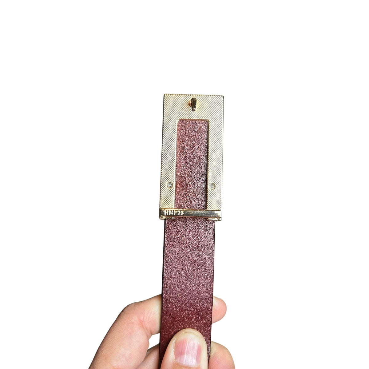 VTG Red Brown Adjustable Leather Belt Brass Buckle Minimalist Retro Western Boho