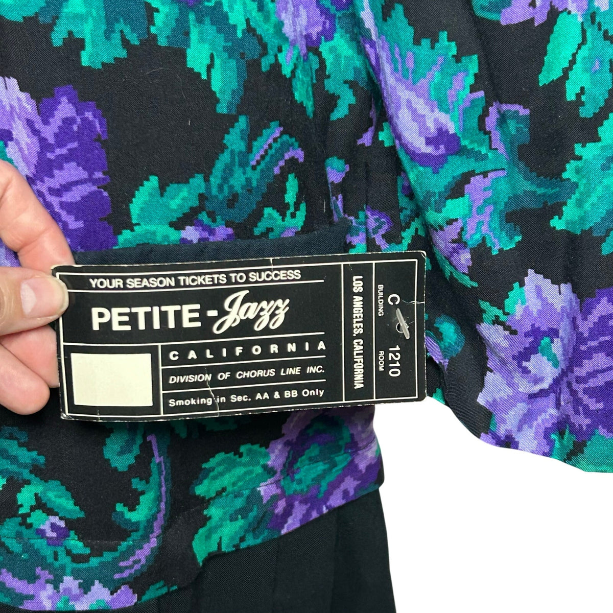 NWT VTG 90s Petite Jazz Rayon Dress Digital Pixel Floral Made in USA Size 10 Deadstock