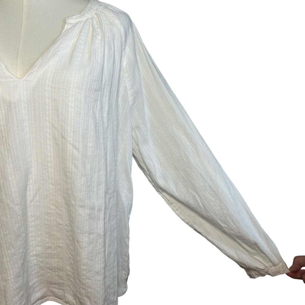 Old Navy White Textured Sea Salt Long Sleeve Top PL Casual Cottage Loungewear