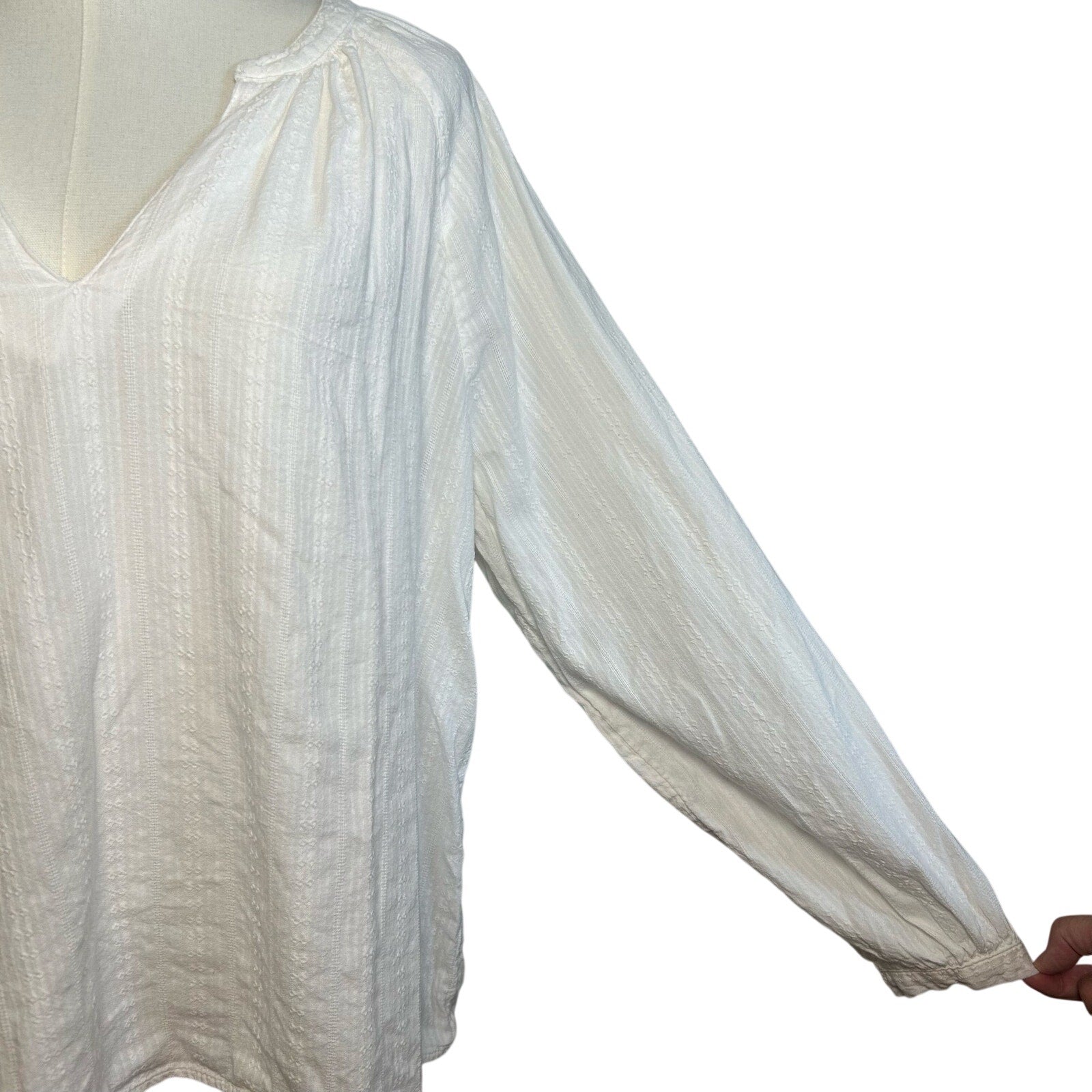 Old Navy White Textured Sea Salt Long Sleeve Top PL Casual Cottage Loungewear