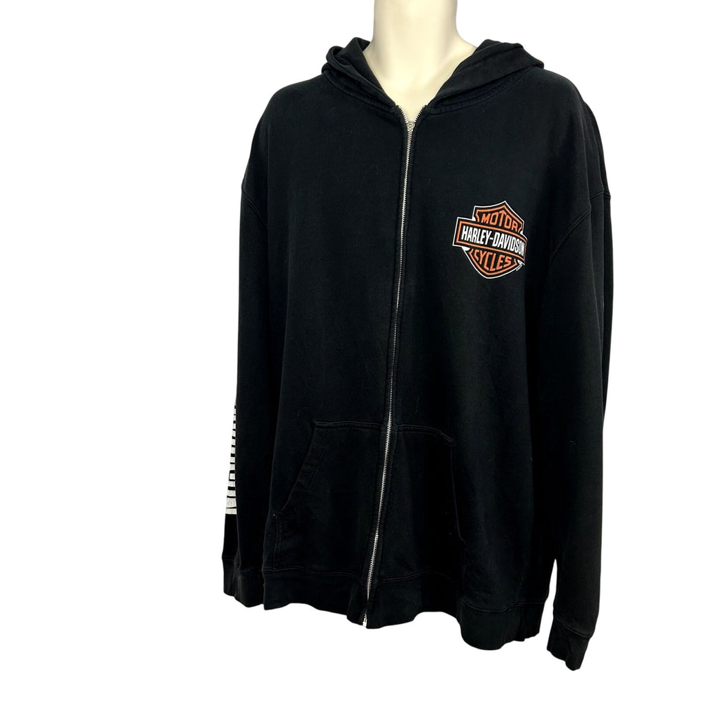 Harley-Davidson XL House of Harley 2013 Black Graphic Full Zip Biker Hoodie