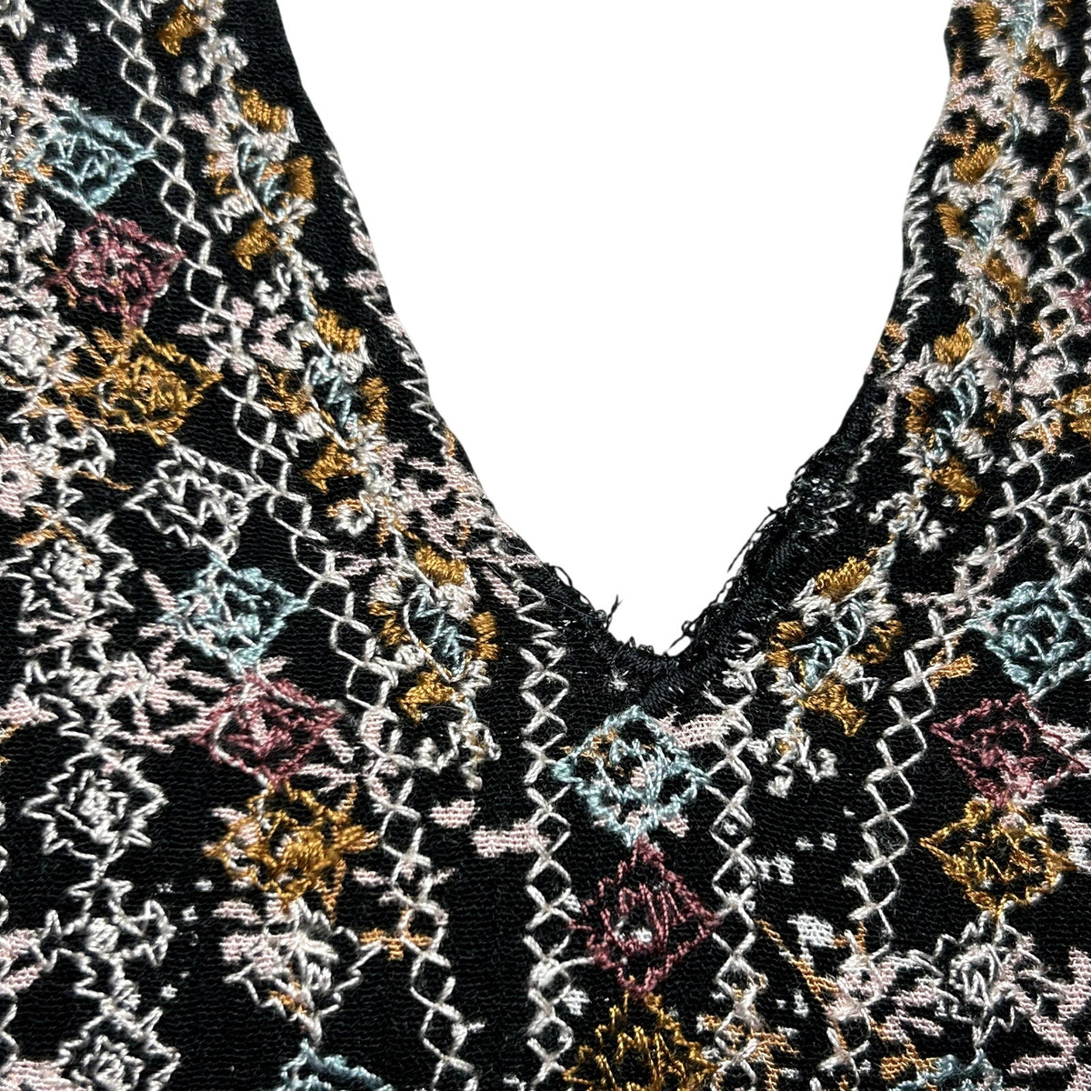 Knox Rose Black Embroidered Boho Floral Tunic Top S Boho Goth Whimsigoth Casual
