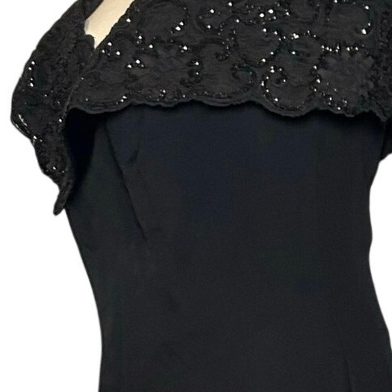 VTG 80s Niki Originals Cocktail Dress Black M Beaded Lace Archive Dark Romantic