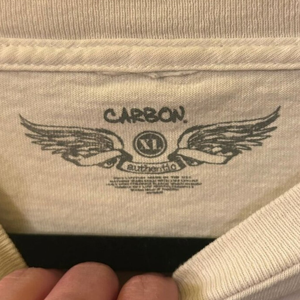 VTG Y2K Carbon Starburst Graphic Tee White Boxy Fit Streetwear XL Skater Grunge