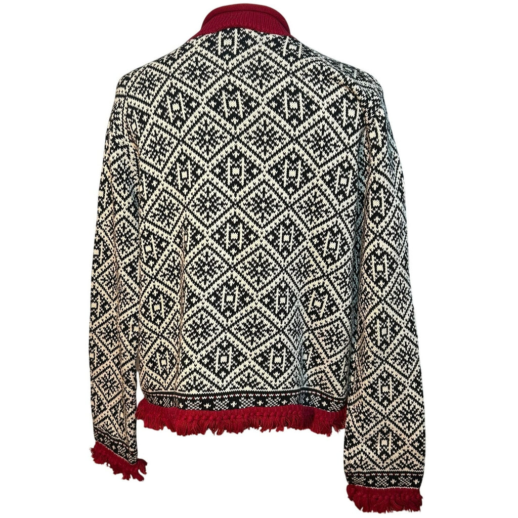 VTG 90s Talbots Large Winter Chalet Snowflake Fringe Knit Pullover Sweater Luxe