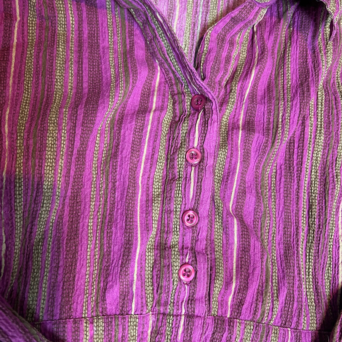 Christopher & Banks XL Purple Striped Seersucker Tunic Boho Casual Top