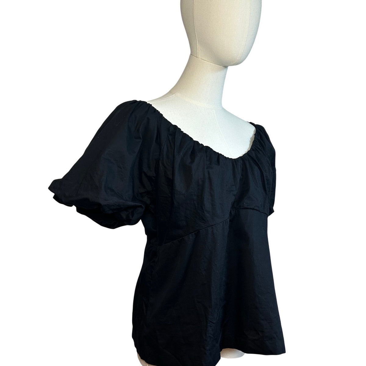 Old Navy Black L Empire Waist Puff Sleeve Top Boho Peasant Cottage Minimalist