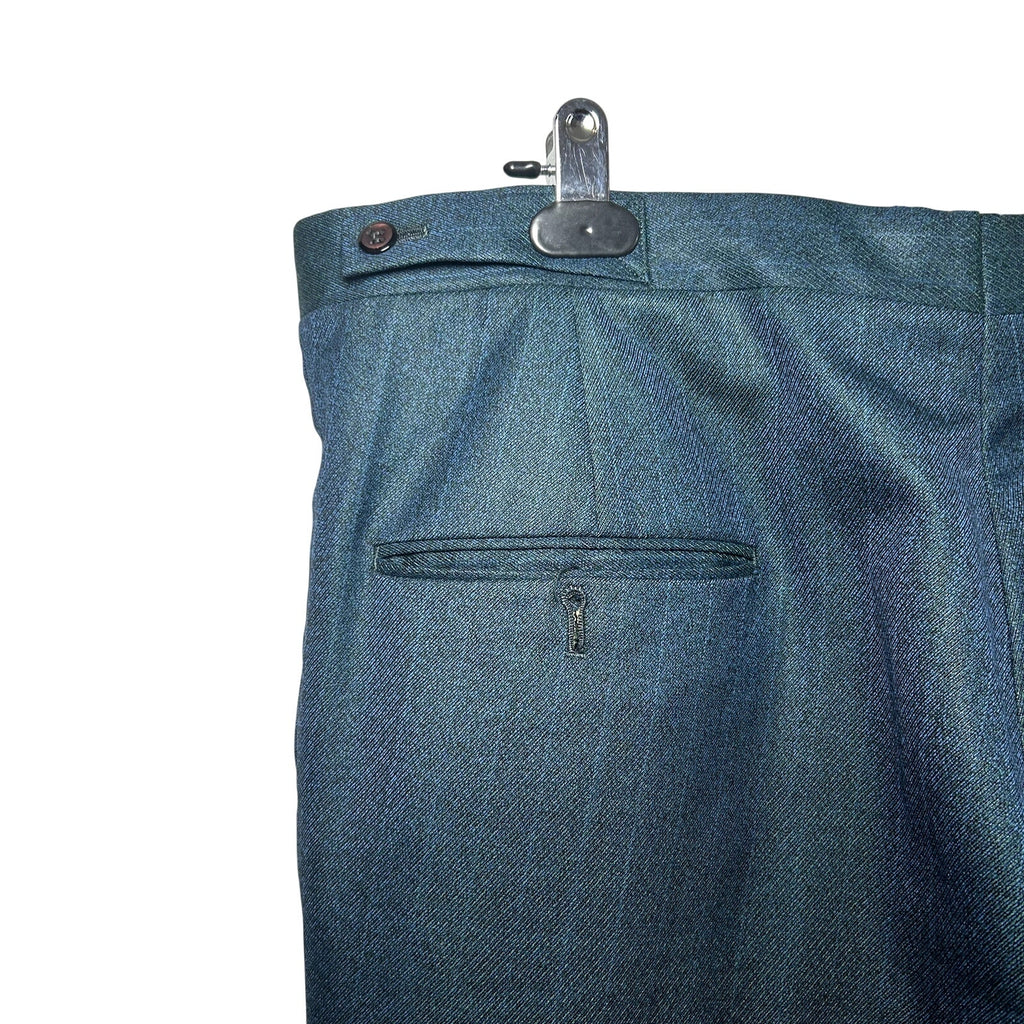 VTG 60s Ne Plus Ultra Iridescent Teal Sharkskin Mod Trousers Side Tab 38x29