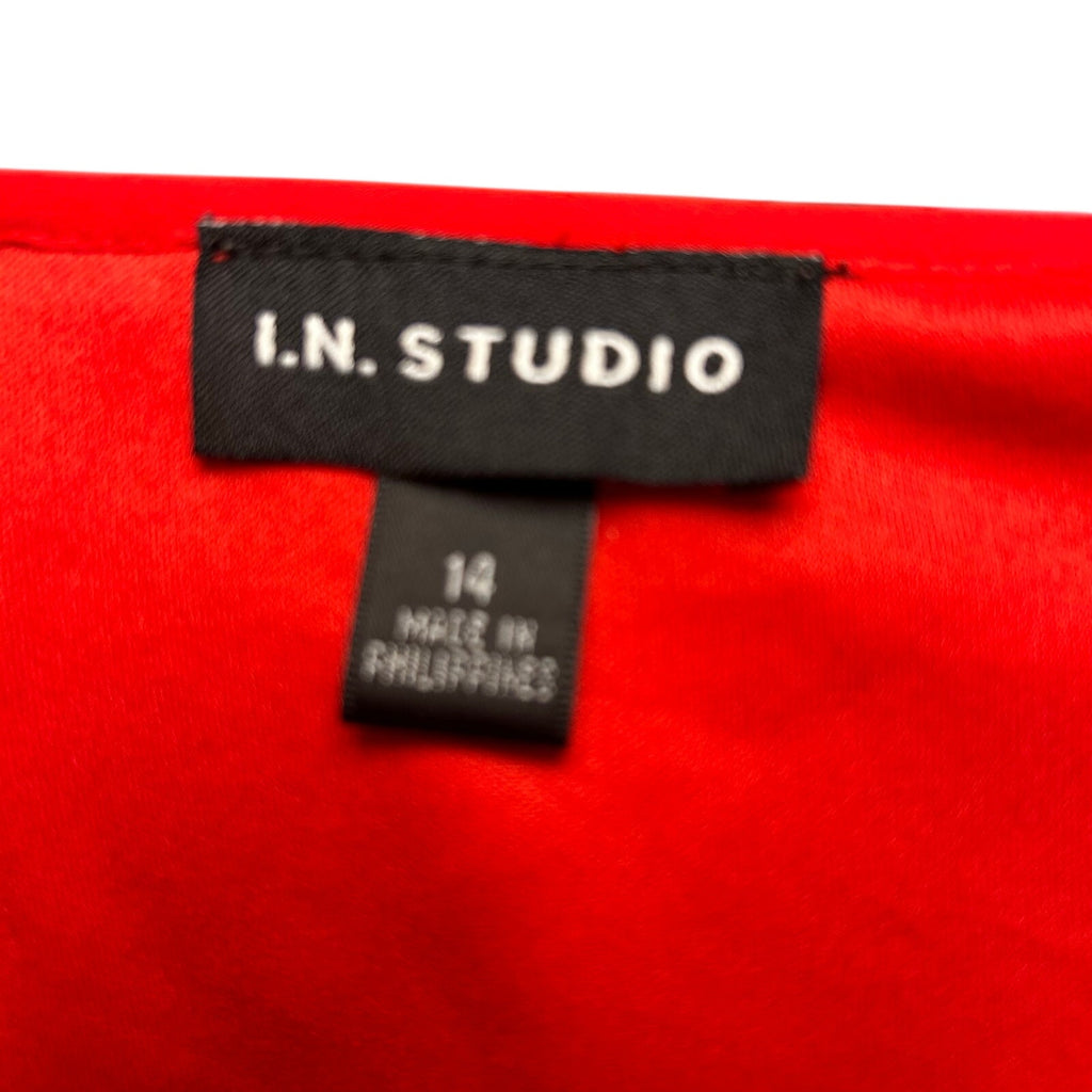 I.N. Studio Red Knee Lenght Midi 14 Dress Minimalist Preppy Glam Coquette Casual