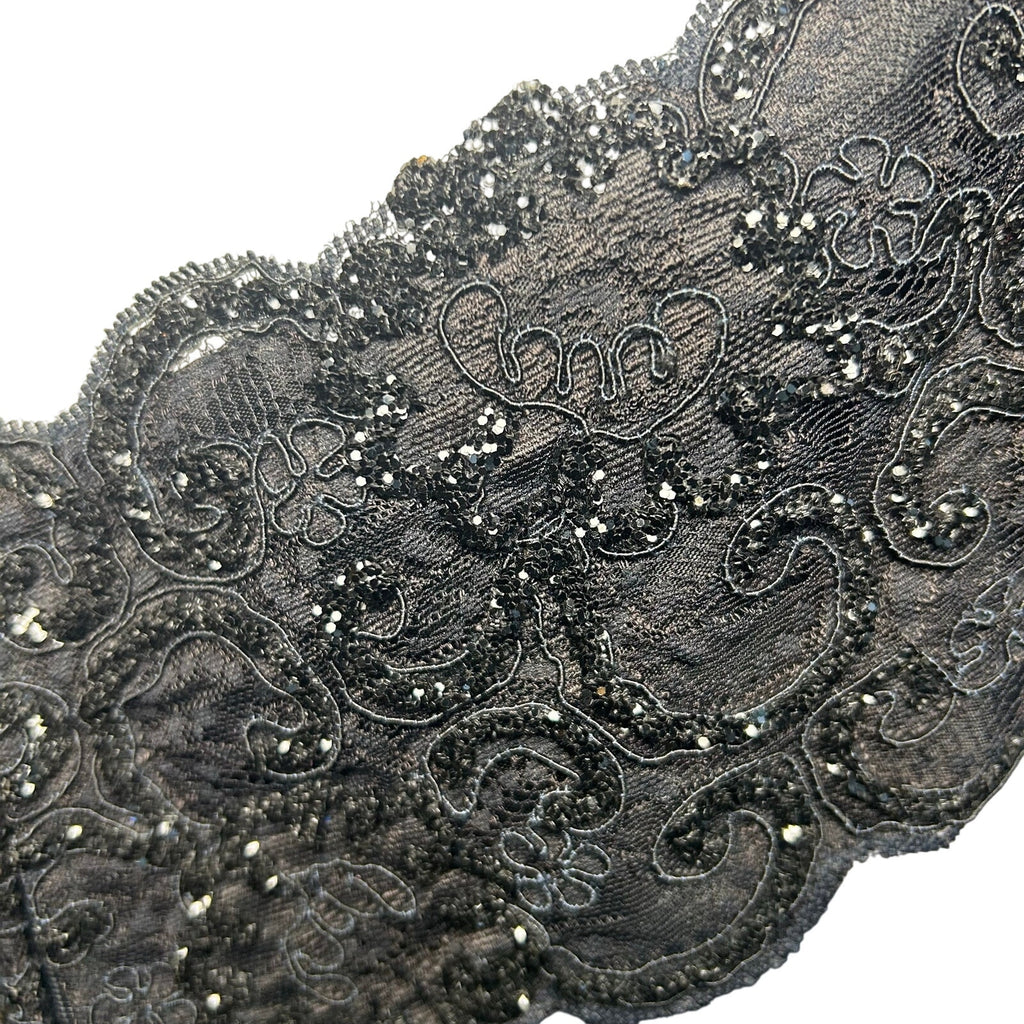 VTG 80s Niki Originals Cocktail Dress Black M Beaded Lace Archive Dark Romantic