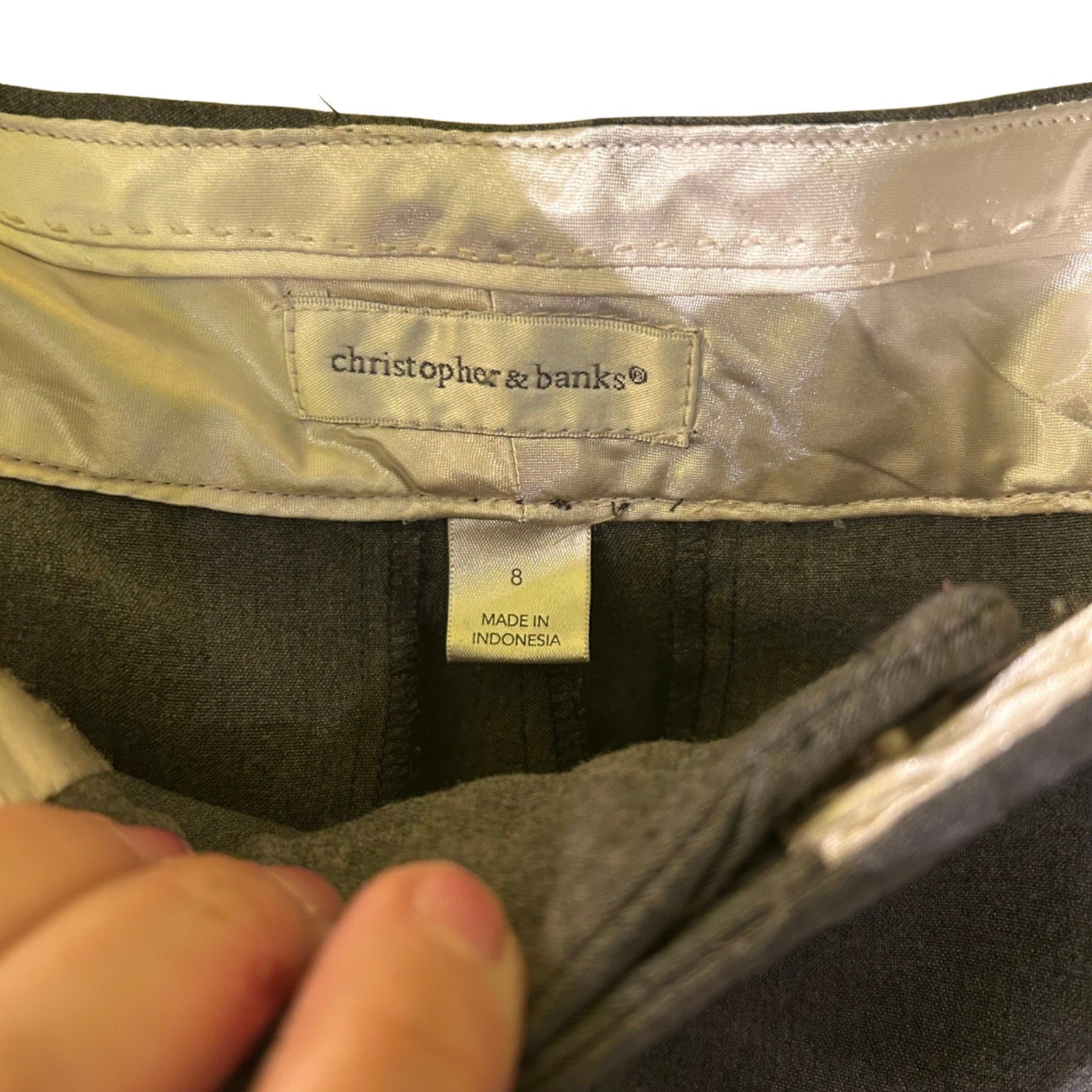 Christopher Banks Charcoal Gray Wool Blend Dress Pants Straight Leg Professional