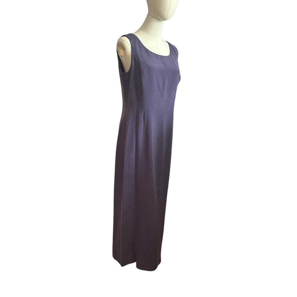 YL Yansi Fugel Purple Matte Crepe Column Maxi Dress Size 12 90s Minimalist Y2K