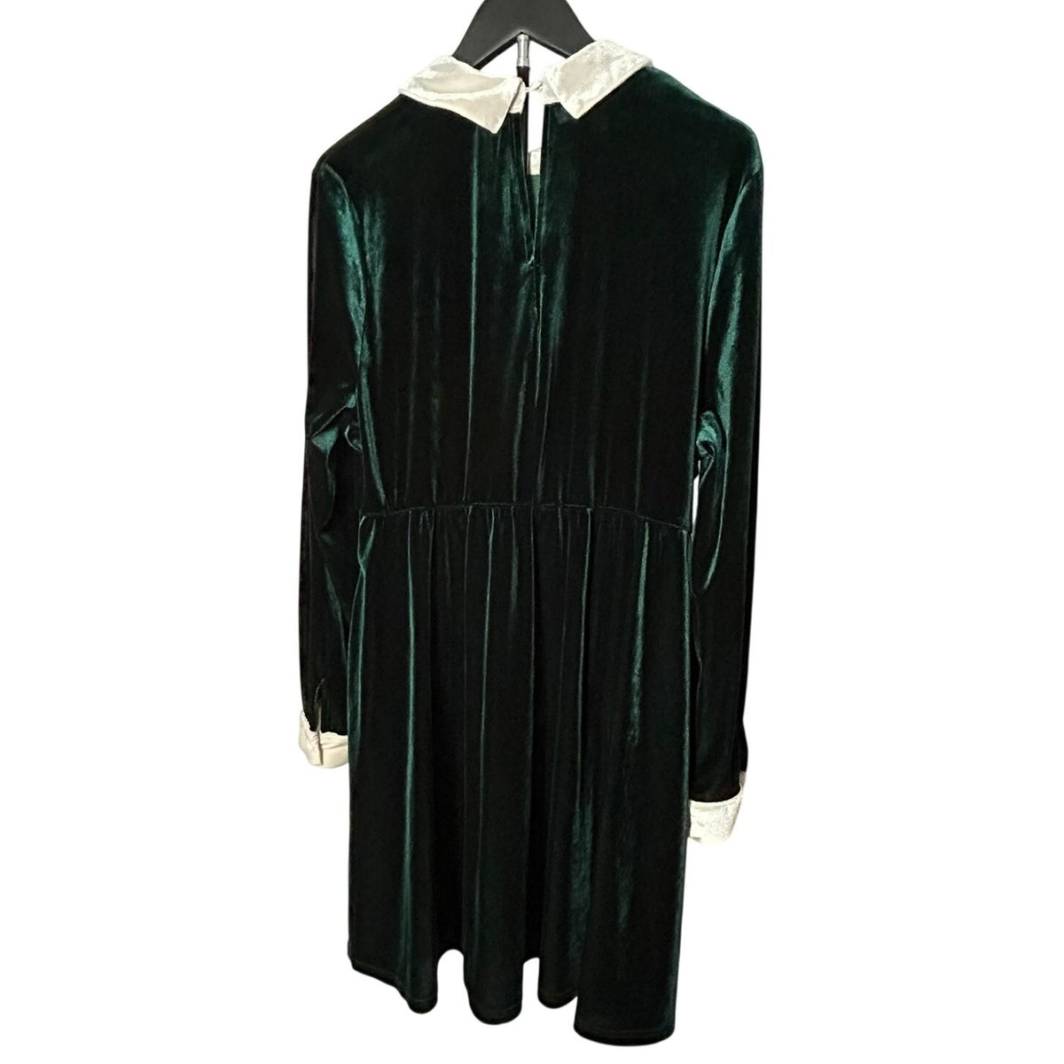 KOJOOIN Green Velvet Peter Pan Collar Dress 2XL Long Sleeve Pockets Dark Morii