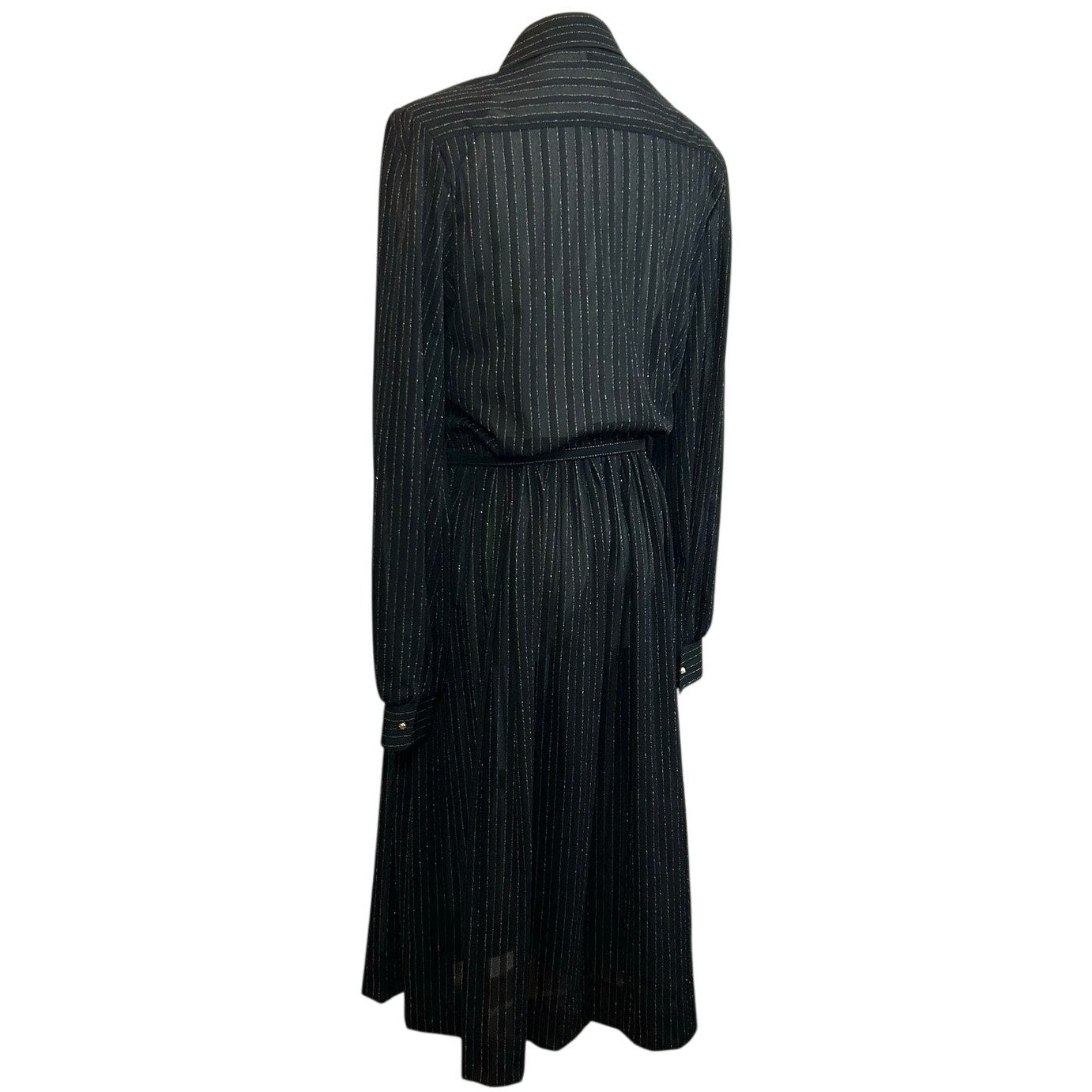 VTG 70s Butte Knit Sheer Pinstripe Pleated Midi Dress Whimsigoth Poetcore Preppy
