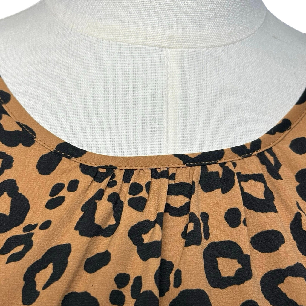 Ava & Viv Animal Print Ruffle Midi Dress Plus 2X Whimsigoth Boho Retro Cheetah