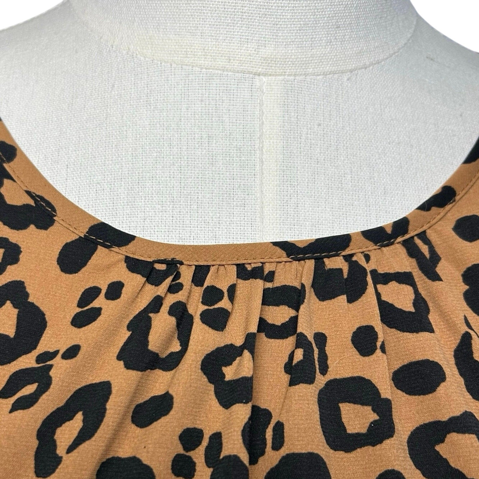 Ava & Viv Animal Print Ruffle Midi Dress Plus 2X Whimsigoth Boho Retro Cheetah