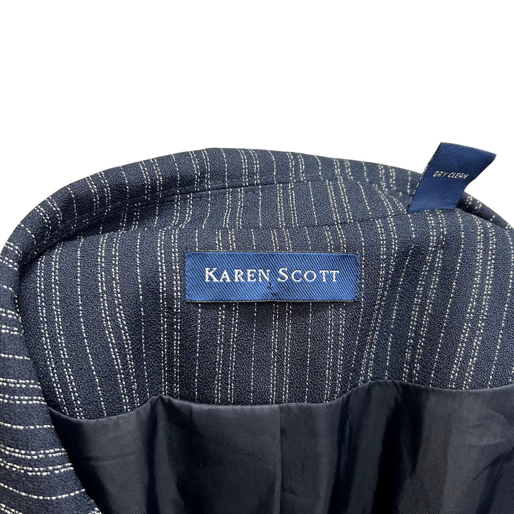 Karen Scott 18 Navy Blue Pinstripe Single Breasted Lined Career Blazer Jacket