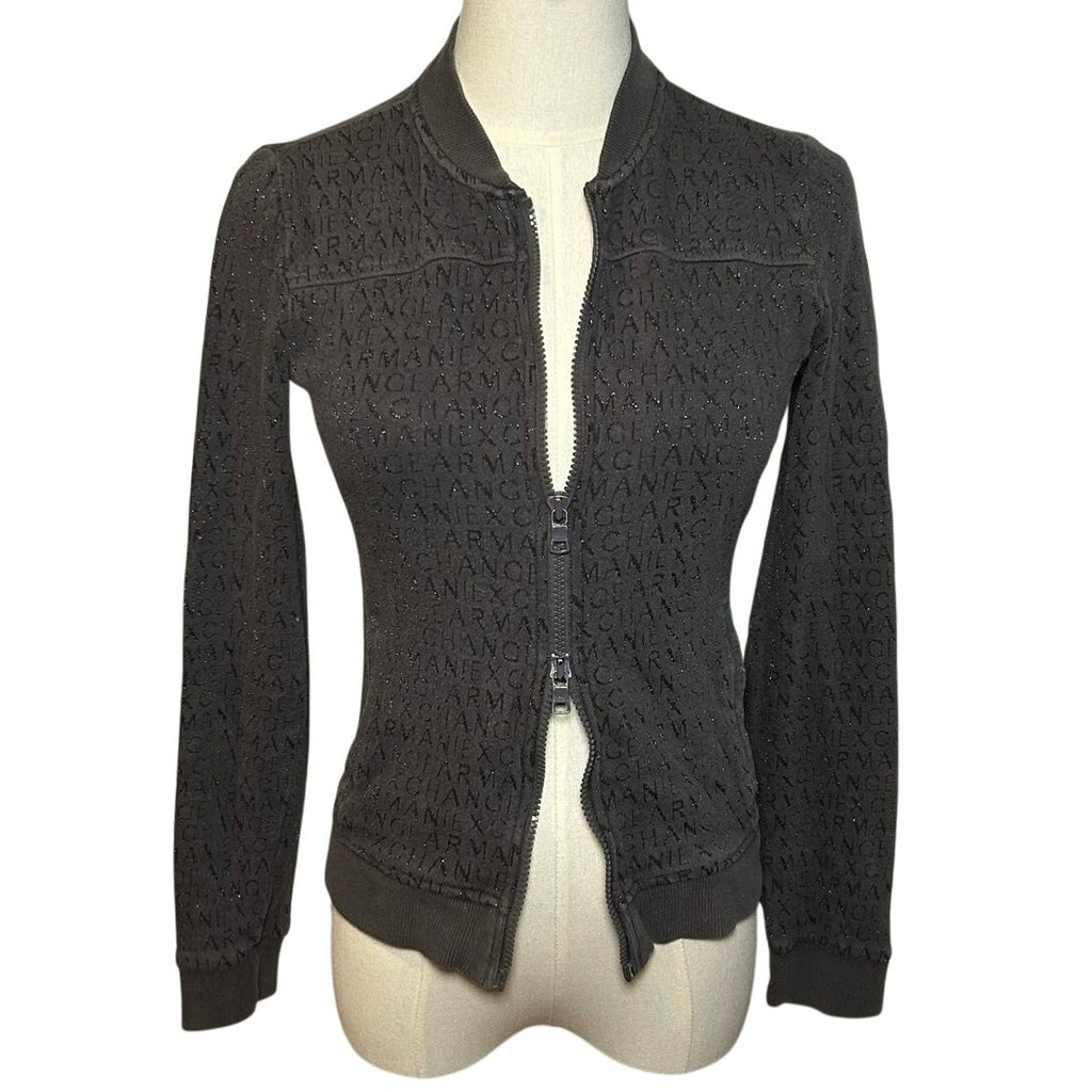Armani Exchange Gray Zip Mock Neck Athletic Jacket Small Minimalist Gorpcore