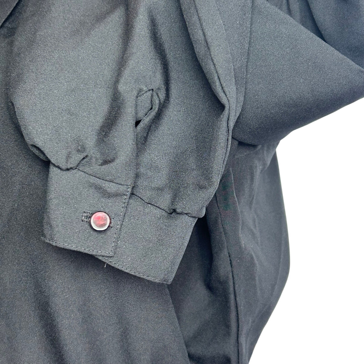 VTG 80s Laura Mae Black Mock Neck L Button Down Pleated Top Dark Academia