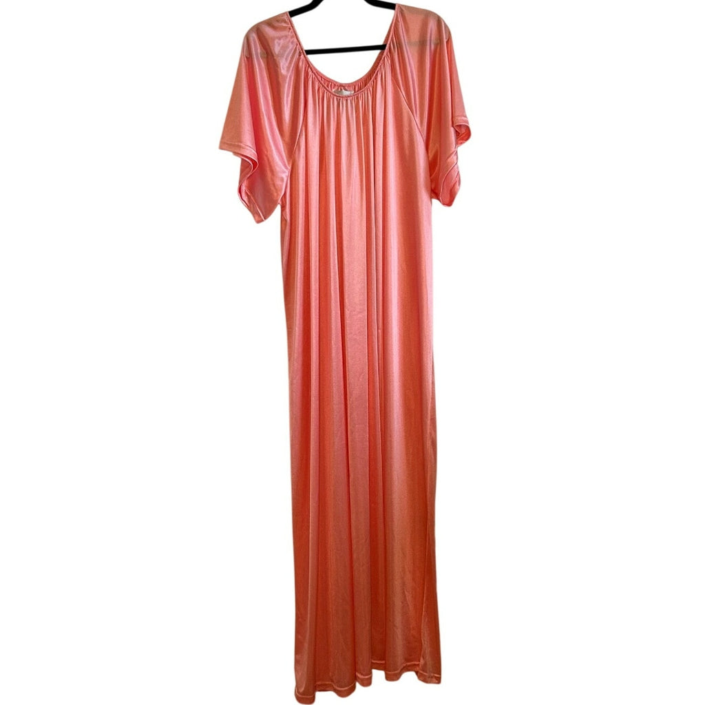 VTG 90s Cozee Corner Pink Peach Plus Size 5X Muumuu Maxi Dress Loungewear Retro