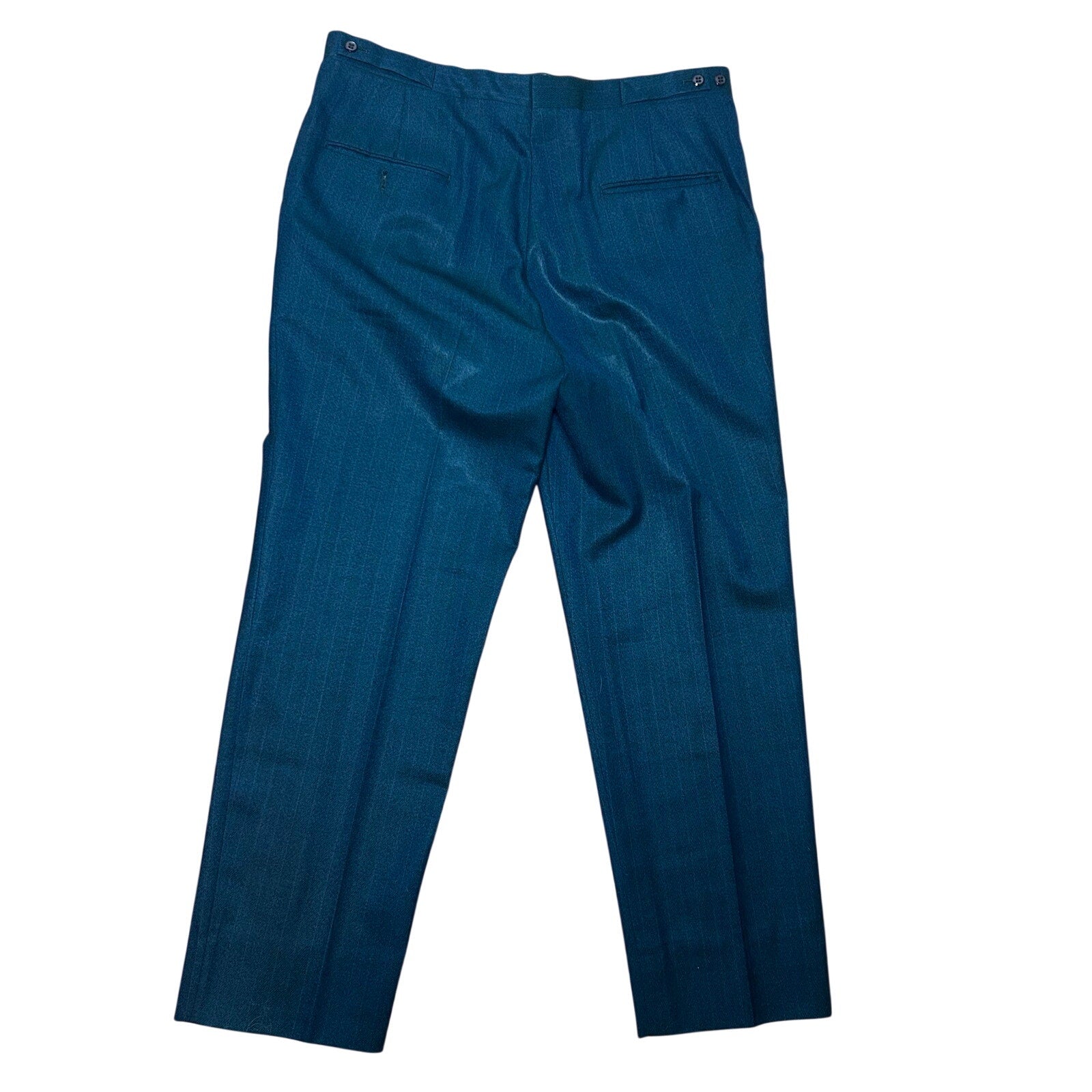 VTG 60s Ne Plus Ultra Iridescent Teal Sharkskin Mod Trousers Side Tab 38x29