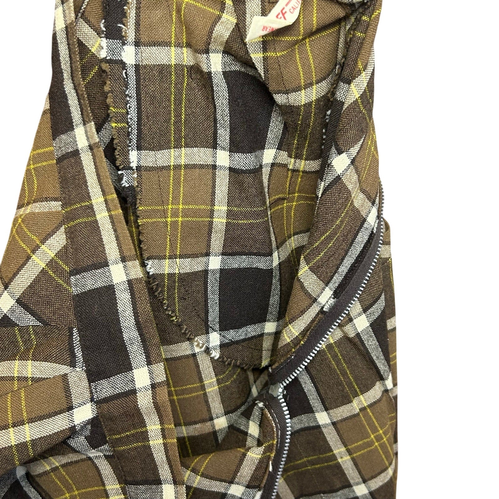 VTG 50s Graff Brown Plaid Wiggle XS Skirt Retro Preppy Dark Academia Twee Casual