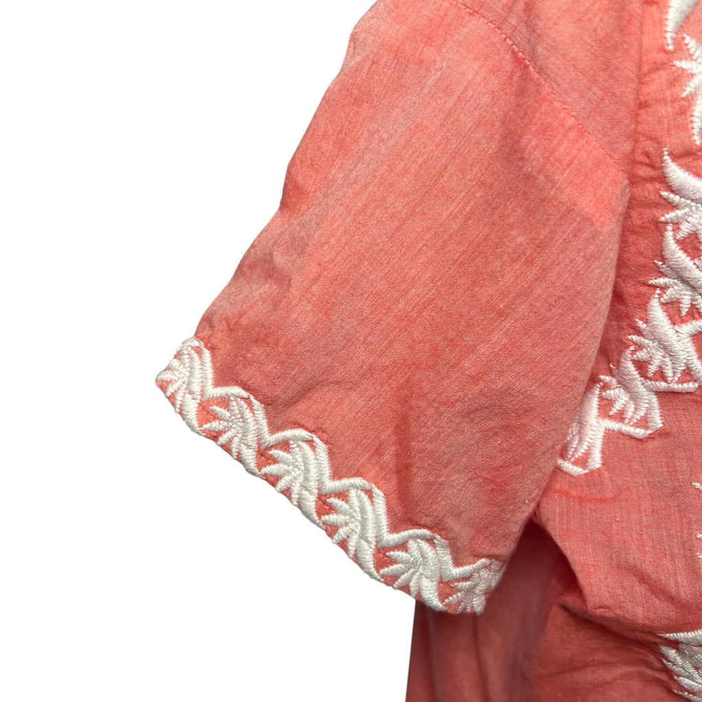 Indian Pink Peach Embroidered Cotton Mini 12 Dress Boho Cottage Fairy Whimsigoth