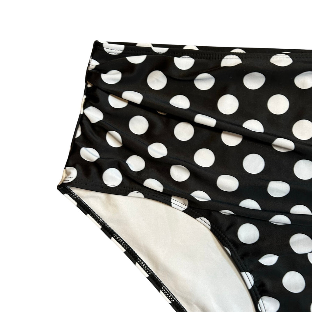 Black White Polka Dot High Waist Bikini Bottom Retro Swim XL Coquette Twee Glam