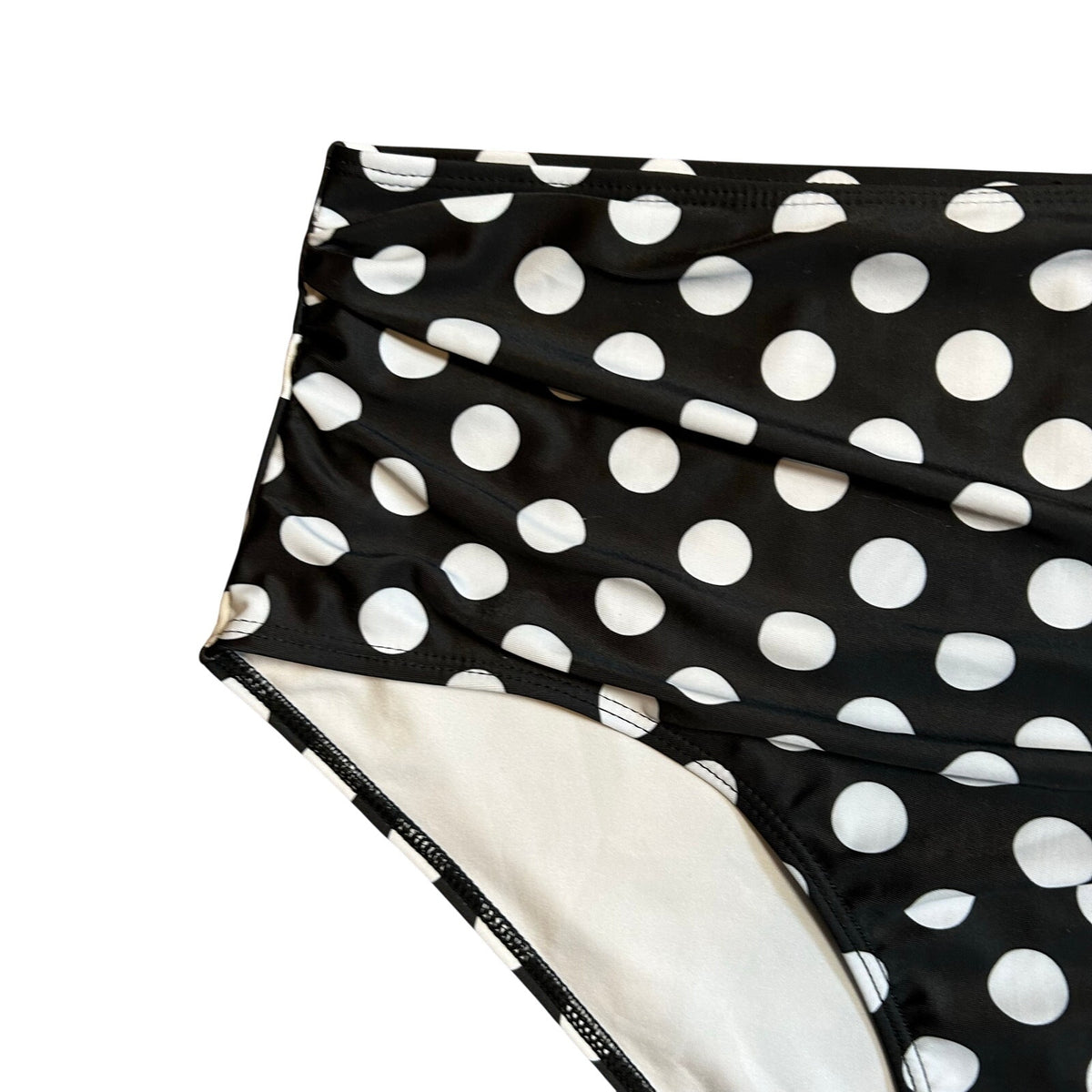 Black White Polka Dot High Waist Bikini Bottom Retro Swim XL Coquette Twee Glam