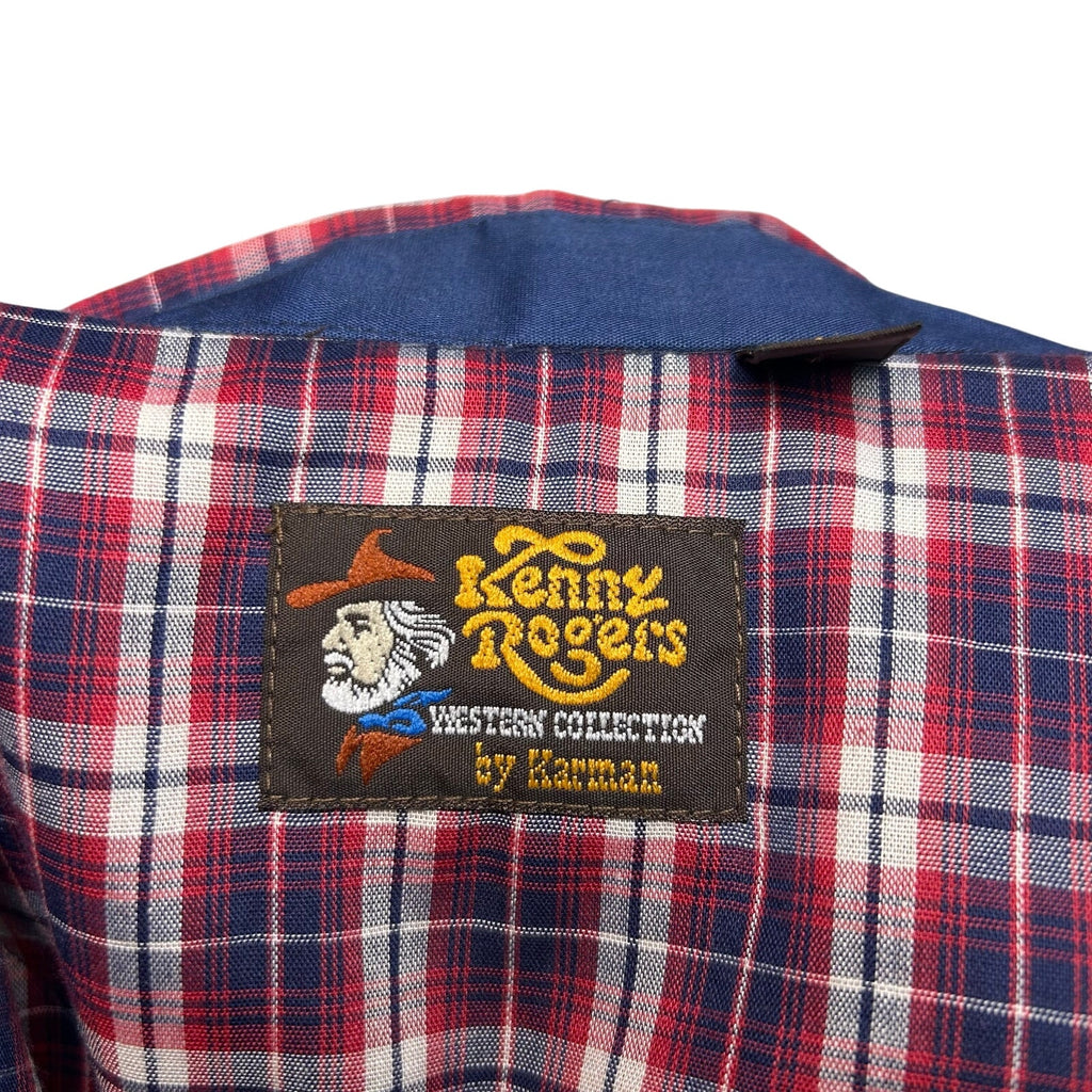 VTG 70s Kenny Rogers XS/S Western Red Plaid Snap Puff Sleeve Shirt Cottage Boho